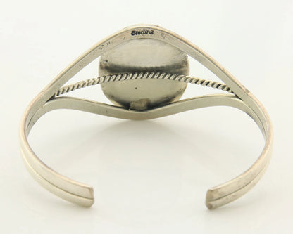 Navajo Cuff Bracelet Sterling Silver Natural Malachite Native American Artist
