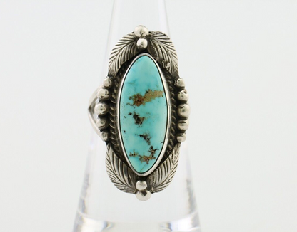 Navajo Ring 925 Silver Natural Blue Turquoise Artist Signed GR HEART C.80's