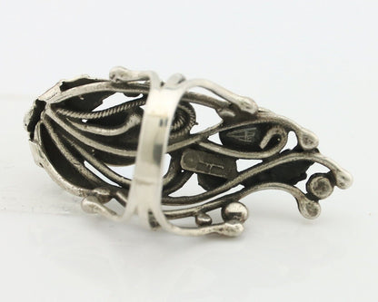Navajo Ring 925 Silver Sleeping Beauty Turquoise Artist Signed C.80's