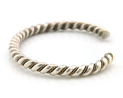 Navajo Twist Bracelet Sterling Silver Gold Authentic Vintage Native Artist 5mm