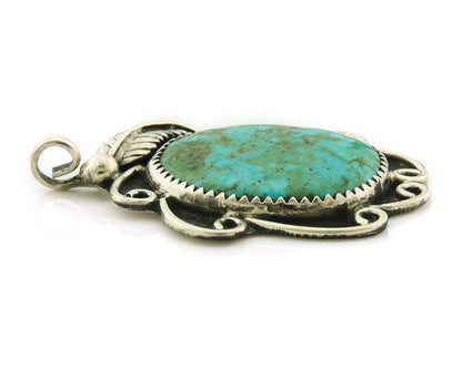 Navajo Pendant 925 Sterling Silver Natural Turquoise Vintage Artist Signed JR