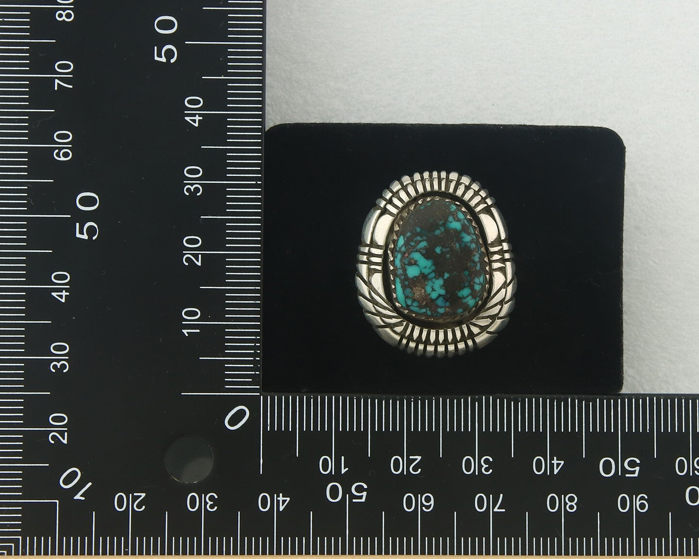 Vintage Navajo Ring 925 Sterling Authentic Traditional Turquoise Size 7.5