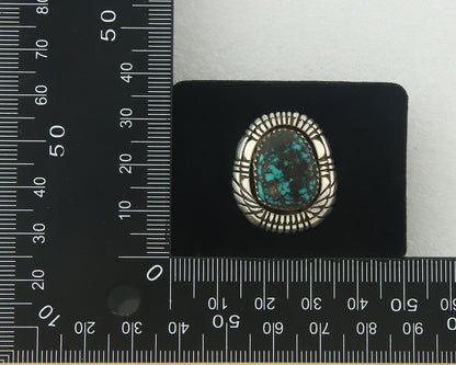 Vintage Navajo Ring 925 Sterling Authentic Traditional Turquoise Size 7.5