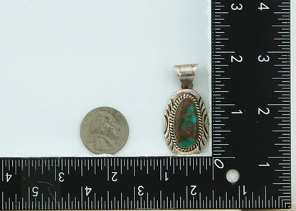 Navajo Pendant 925 Sterling Silver Natural Turquoise Vintage Artist Signed JP