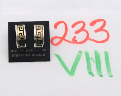 Navajo Earrings Sterling Silver & Gold Vintage Handmade Signed Skeets