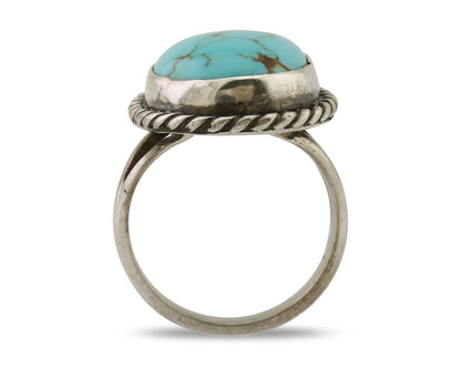 Navajo Ring 925 Silver Kingman Turquoise Native American Artist C.80's