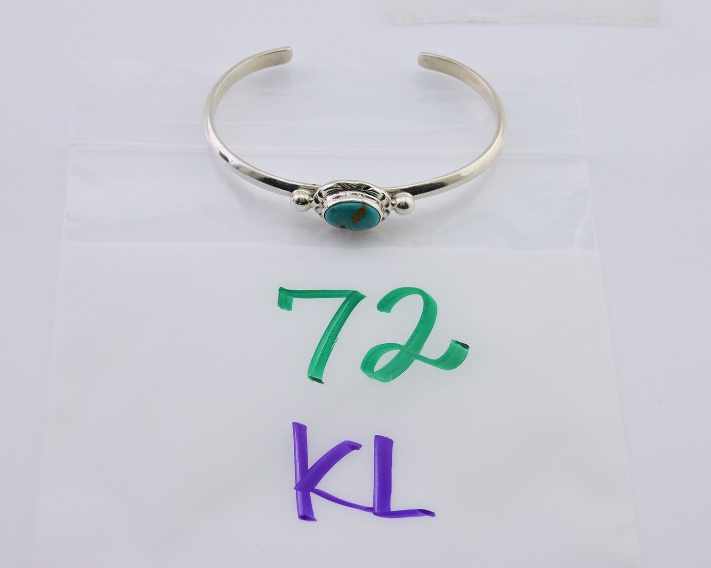 Navajo Bracelet 925 Silver Natural Turquoise Native American Artist C.80's