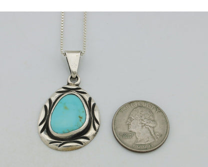 Navajo Necklace 925 Silver Kingman Turquoise Signed C Montoya C.80s