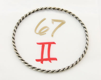Navajo Bangle Bracelet 925 Silver Hand Stamped Twist Native American Artist C80s