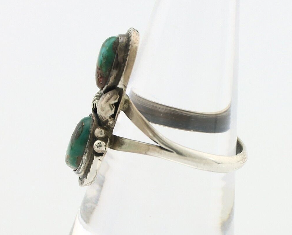 Navajo Ring 925 Silver Natural AAA Blue Turquoise Artist Signed Tom Willeto C80s