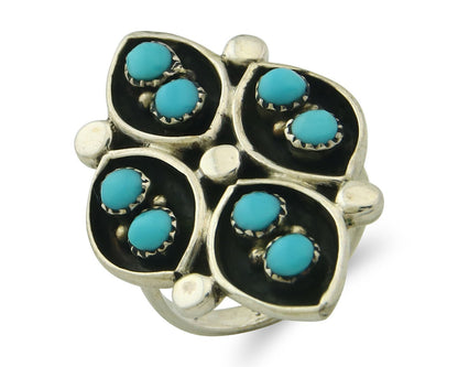 Vintage Zuni Ring 925 Sterling Authentic Natural Turquoise Native Artist Sz 5.25