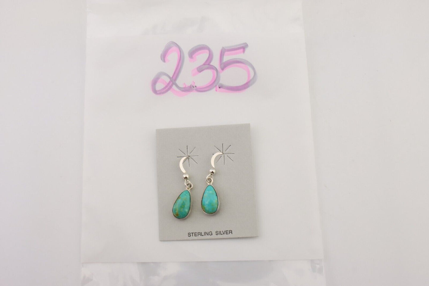 Navajo Dangle Earrings 925 Silver Natural Blue Turquoise Artist Signed M C.80's