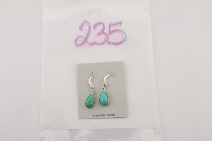 Navajo Dangle Earrings 925 Silver Natural Blue Turquoise Artist Signed M C.80's