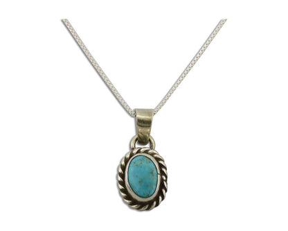 Navajo Necklace 925 Silver Natural Kingman Turquoise Native Artist C.2008