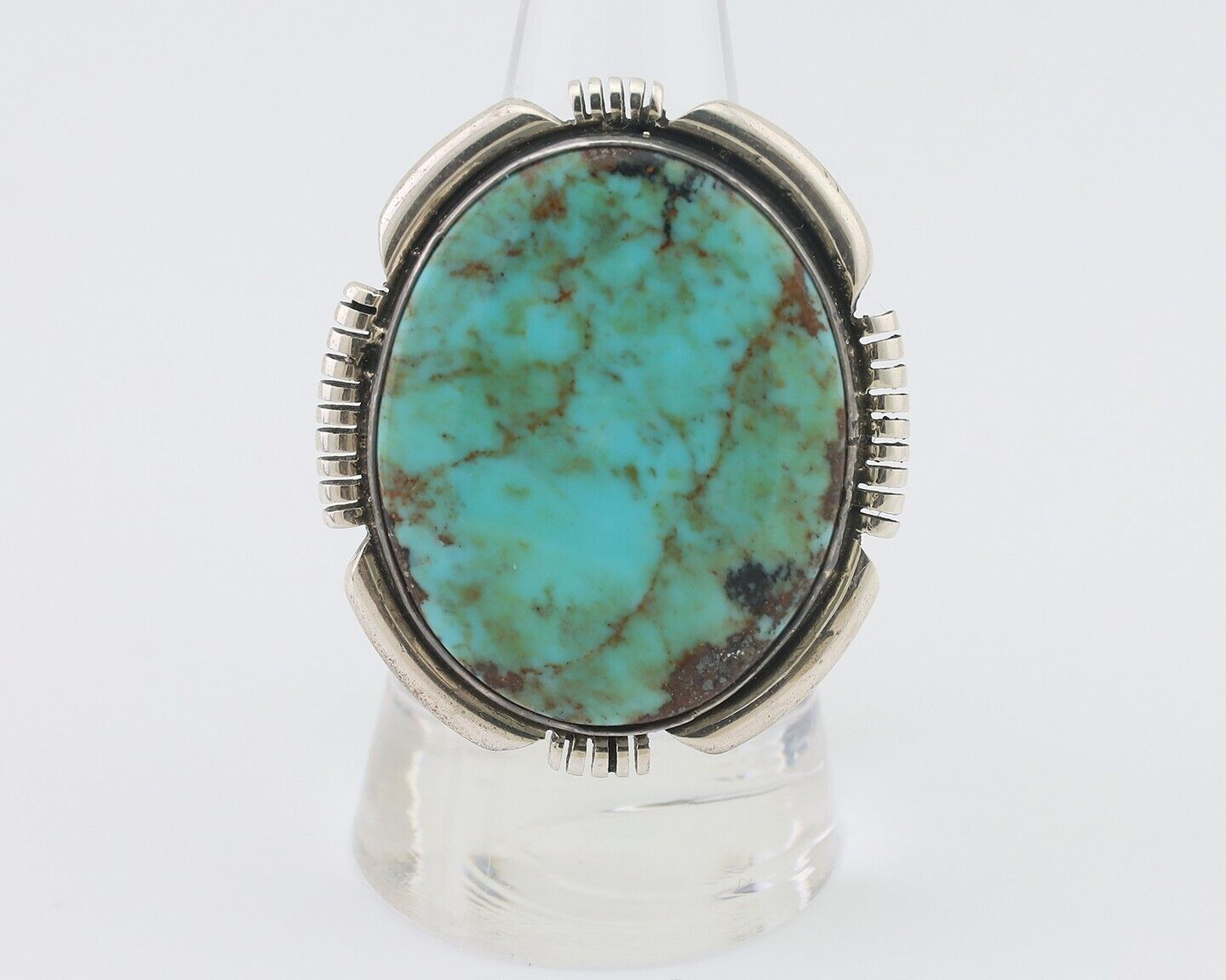 Navajo Ring 925 Silver Spiderweb Turquoise Artist Signed Doug Zachary C.80's