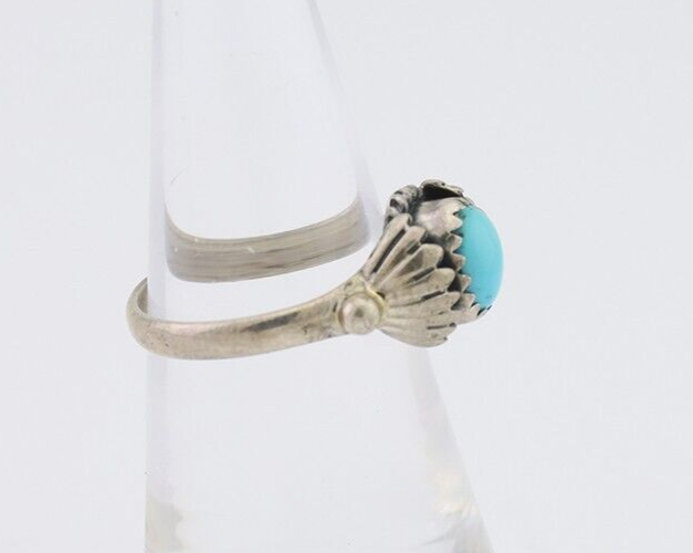 Navajo Ring 925 Silver Kingman Turquoise Native American Artist Made In 1985