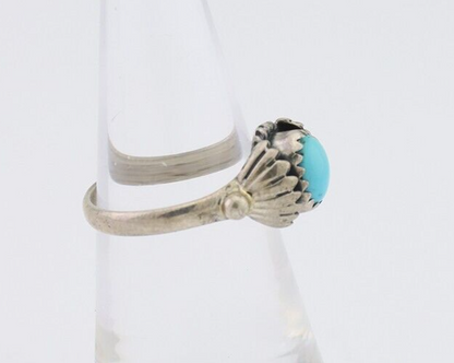 Navajo Ring 925 Silver Kingman Turquoise Native American Artist Made In 1985