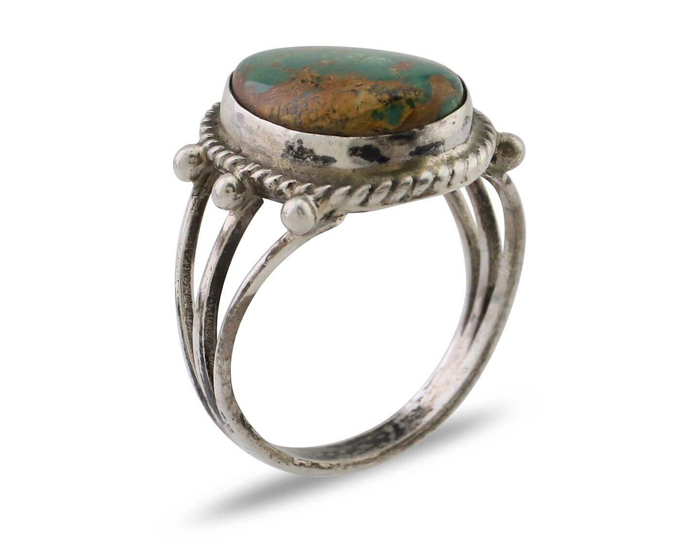 Navajo Ring 925 Silver Natural Turquoise Native American Artist C.80's