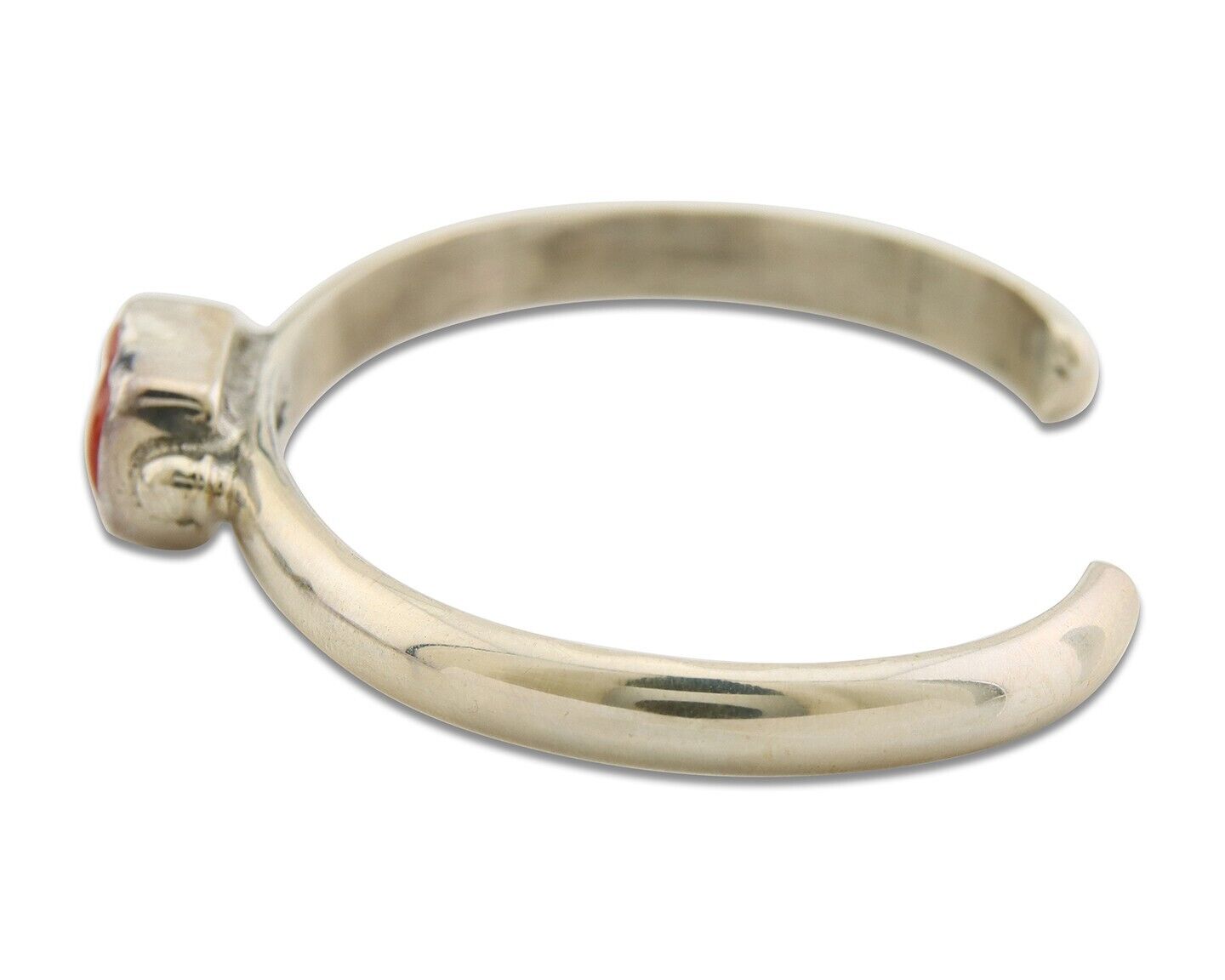 Navajo Bracelet .925 Silver Mediterranean Red Coral Cuff Native Artist C.80's