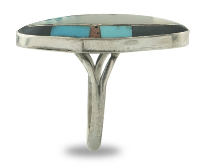 Vintage Zuni Ring 925 Sterling Silver Natural Gemstone Size 5.0