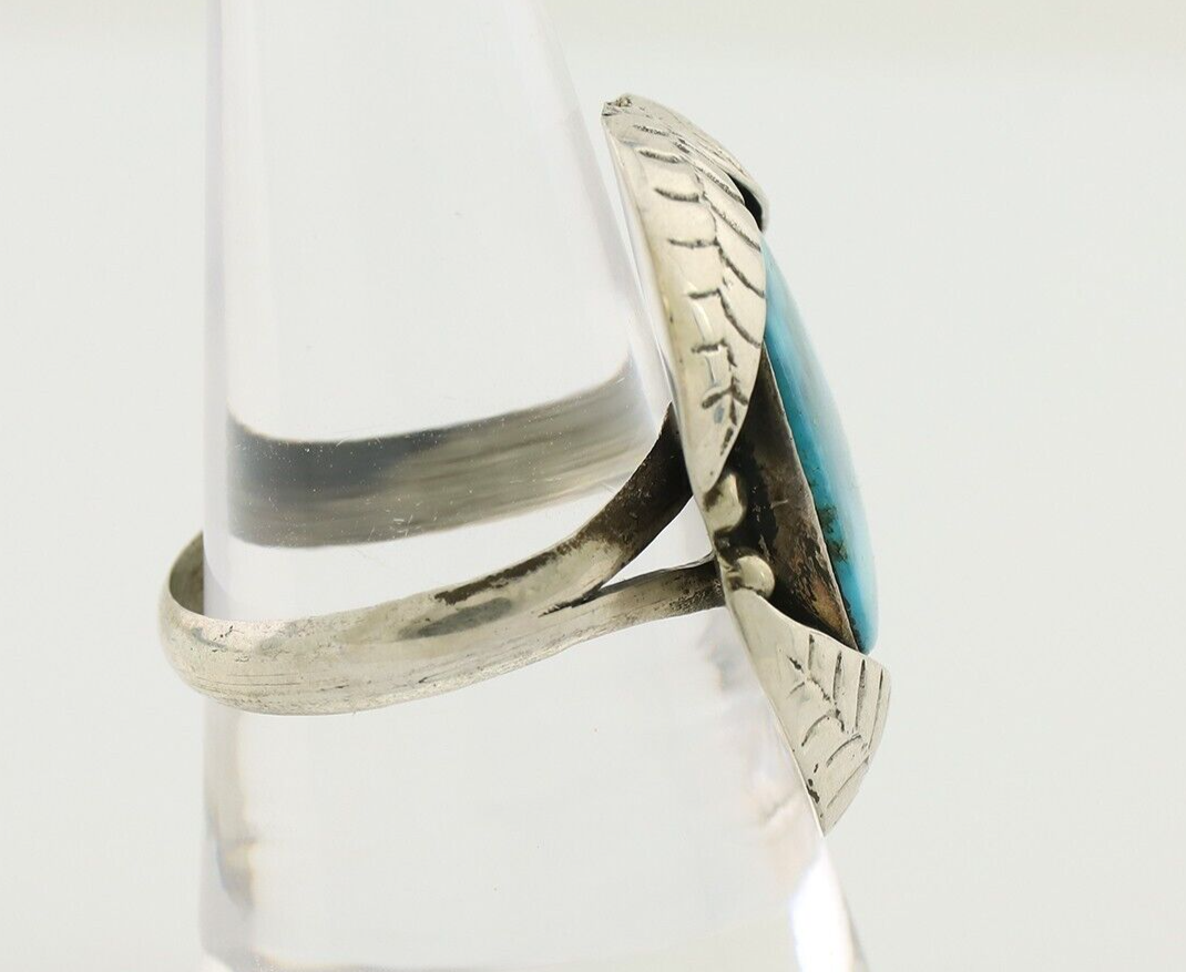 Navajo Ring 925 Silver Natural Kingman Turquoise Native American Artist C.80's
