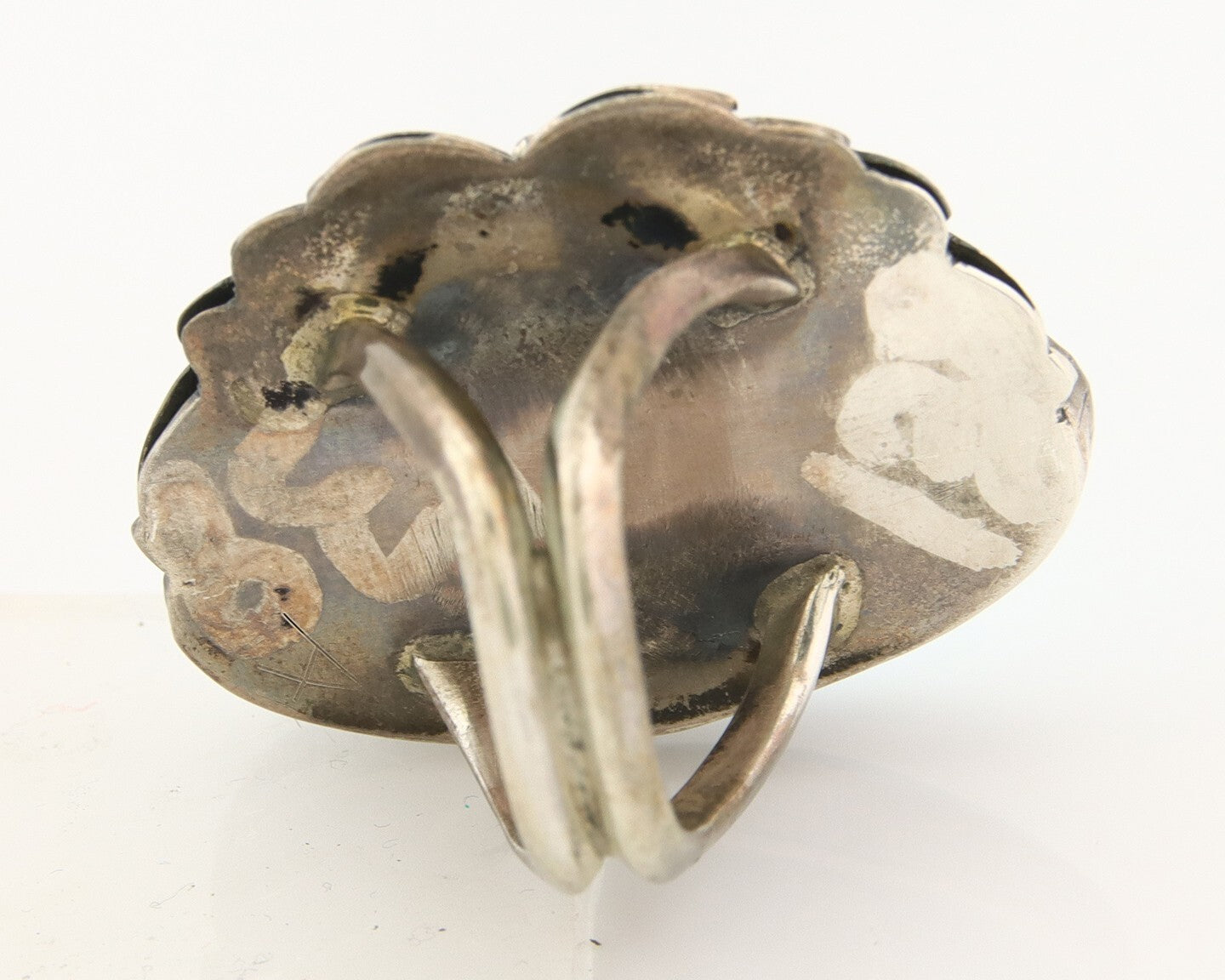 Navajo Ring 925 Sterling Turquoise Native American Artist C.80's Size 6.0