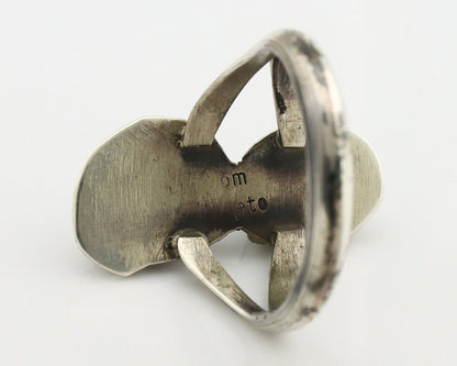 Navajo Ring 925 Silver Natural AAA Blue Turquoise Artist Signed Tom Willeto C80s