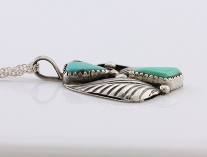 Navajo Turquoise Handmade Necklace 925 Silver Artist Signed PM C.80s