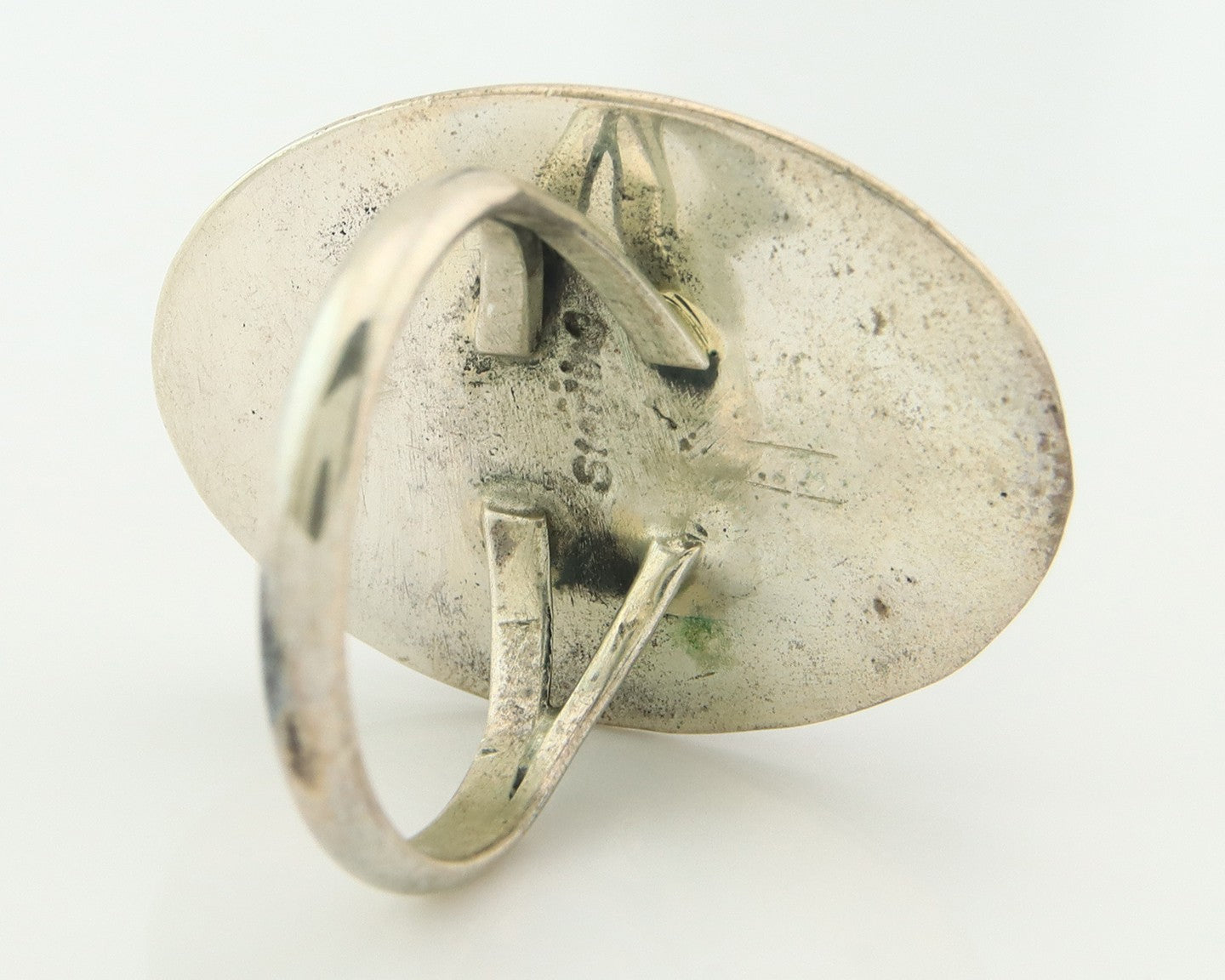 Navajo Tiwa Ring Sterling Silver Gemstone Vintage Native American Artist Sz 7.5