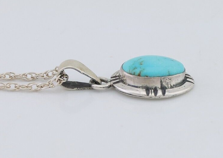 Navajo Necklace 925 Silver Natural Kingman Turquoise Native American C.80's