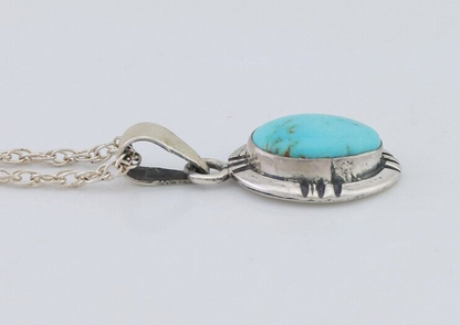 Navajo Necklace 925 Silver Natural Kingman Turquoise Native American C.80's