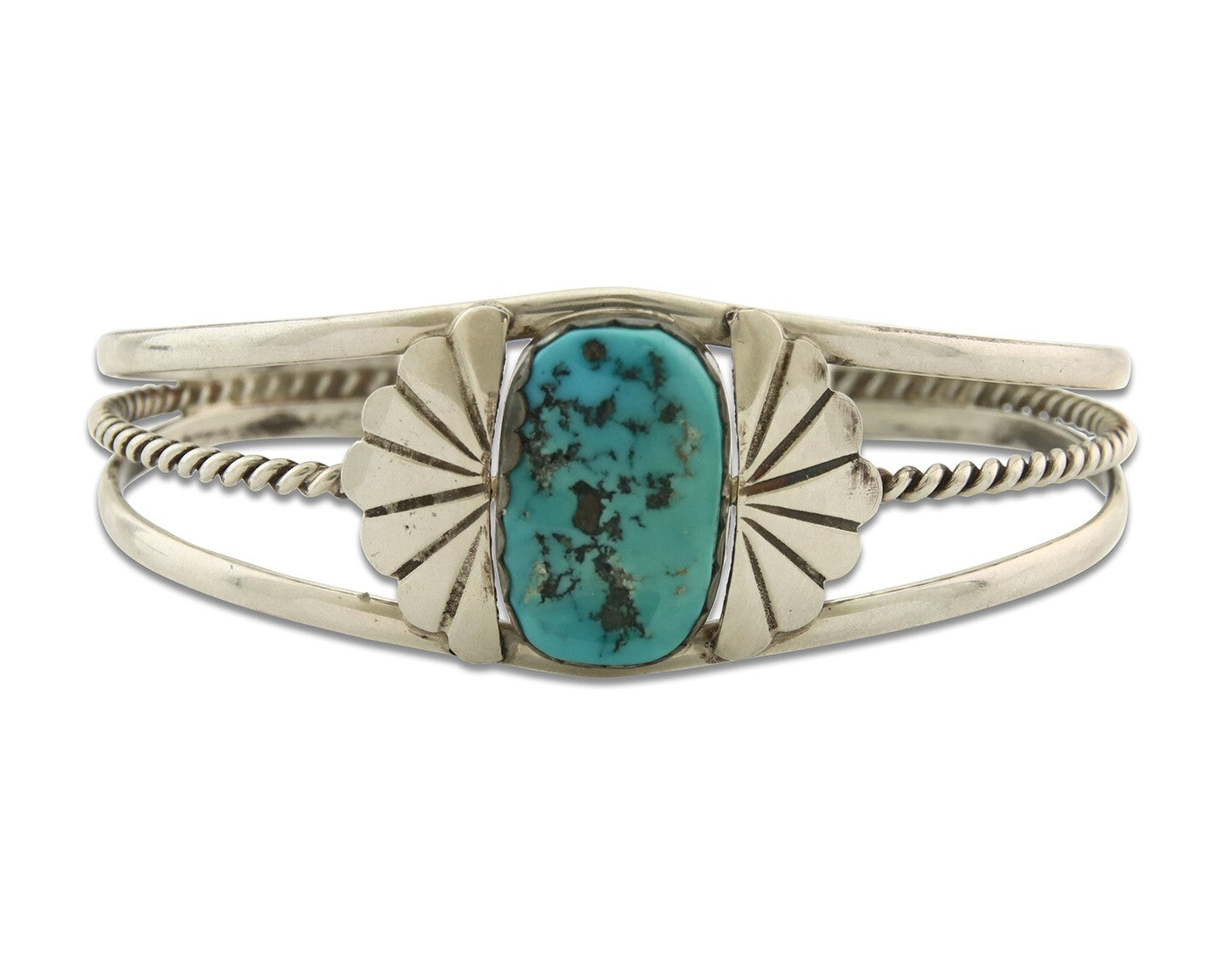 Vintage Navajo Bracelet 925 Silver Turquoise Handmade Signed L T Chee