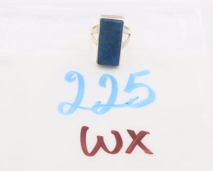 Navajo Ring 925 Sterling Lapis Handmade Native Artist C.80's Size 6.25