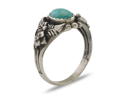 Navajo Ring 925 Silver Natural Turquoise Native American Artist C.80's