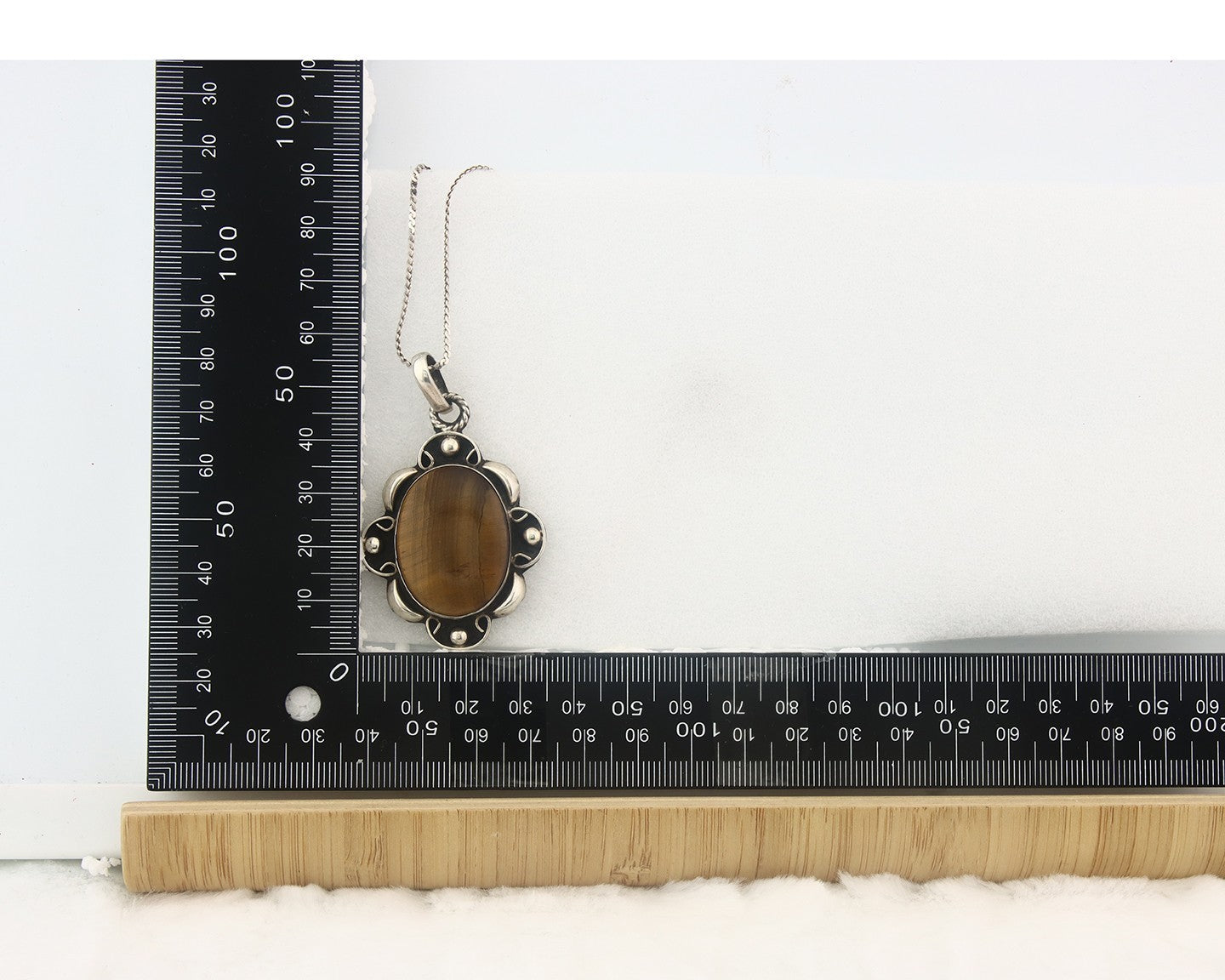 Navajo Sterling Silver Necklace Authentic Tiger Eye Sapphire Vintage Handmade