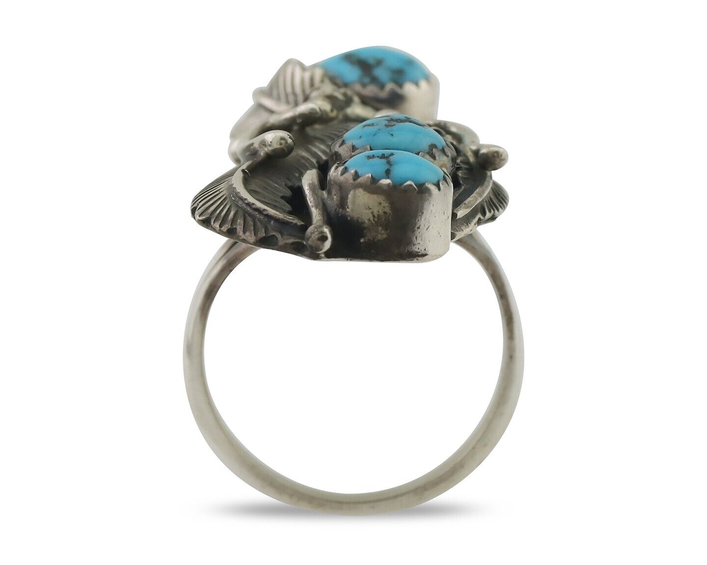 Navajo Ring 925 Silver Sleeping Beauty Turquoise Native American Artist C.80's