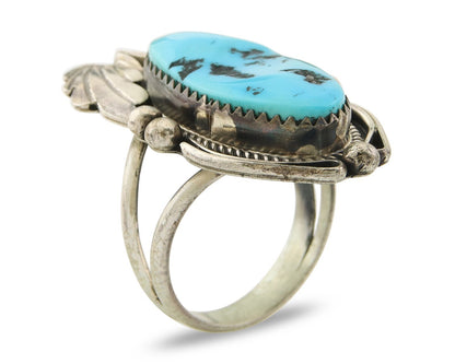Navajo Ring 925 Sterling Turquoise Artist Justin Morris C.80's Size 8.0