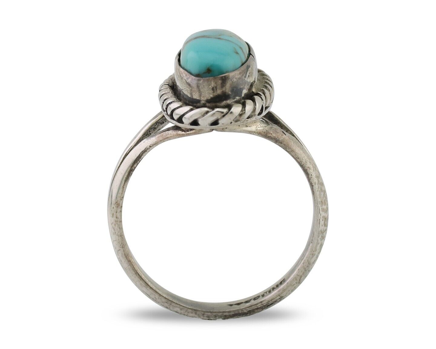 Navajo Handmade Ring 925 Silver Kingman Turquoise Size 6.0 C.80's