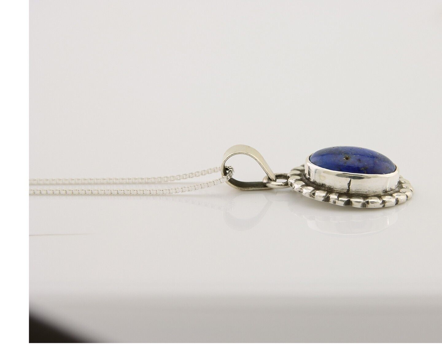 Navajo Pendant 925 Silver Natural Lapis Lazuli Signed Sunrise C.80's