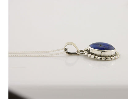 Navajo Pendant 925 Silver Natural Lapis Lazuli Signed Sunrise C.80's