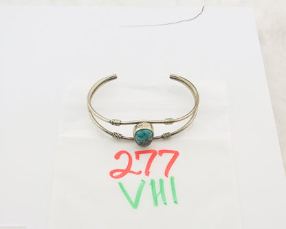 Navajo Cuff Bracelet Sterling Silver Blue Gem Turquoise Native American Artist