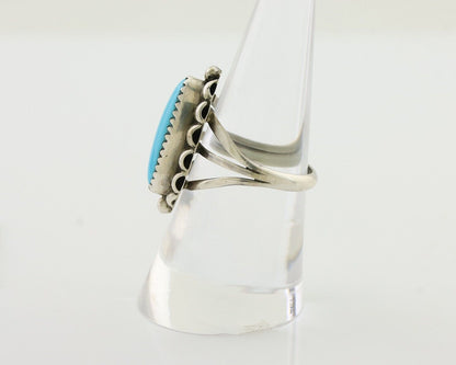 Navajo Ring 925 Silver Kingman Turquoise Artist Signed SC C.80's