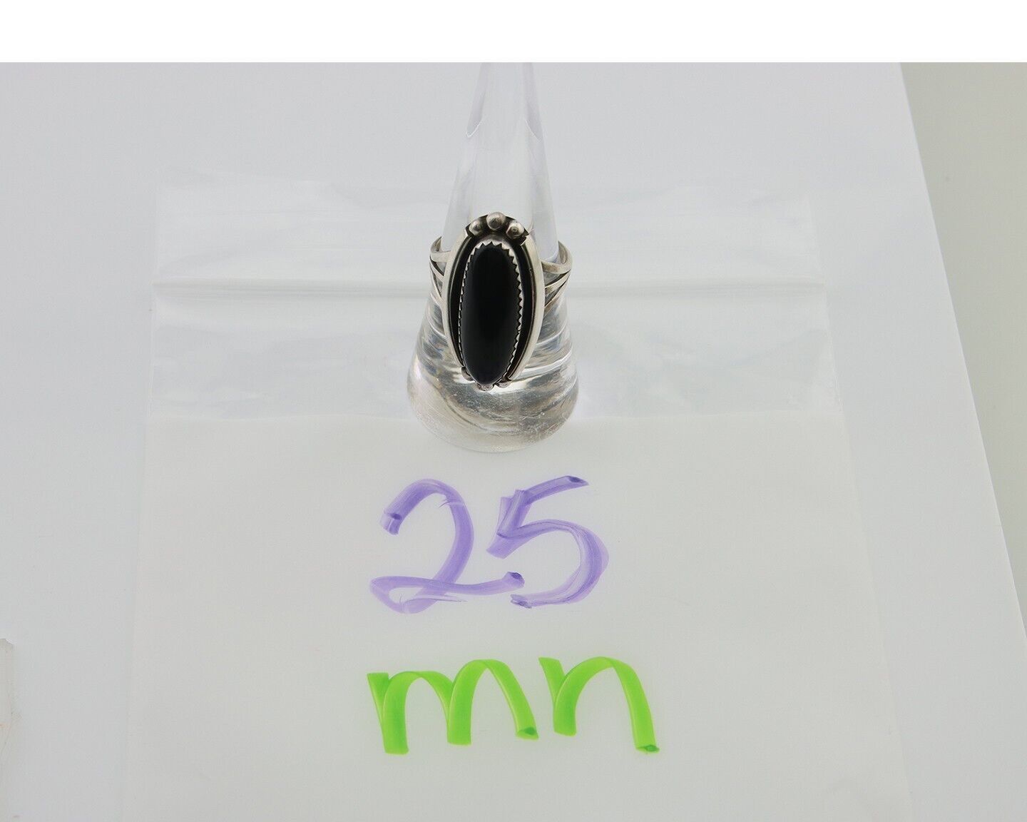 Navajo Handmade Ring 925 Silver Black Onyx Native American Artist C.80's