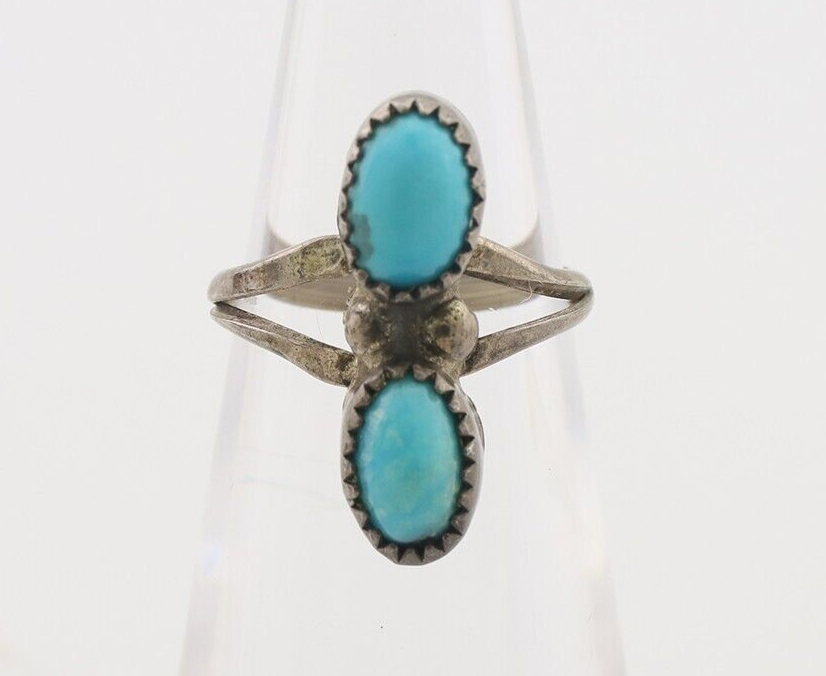 Navajo Ring 925 Silver Natural Turquoise Native American Artist C.80's