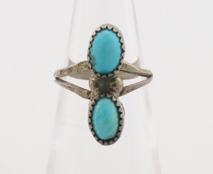 Navajo Ring 925 Silver Natural Turquoise Native American Artist C.80's