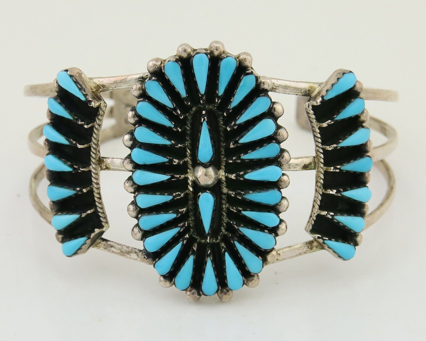 Men Navajo Bracelet 925 Silver Natural Blue Turquoise Signed Benson Yazzie C80s