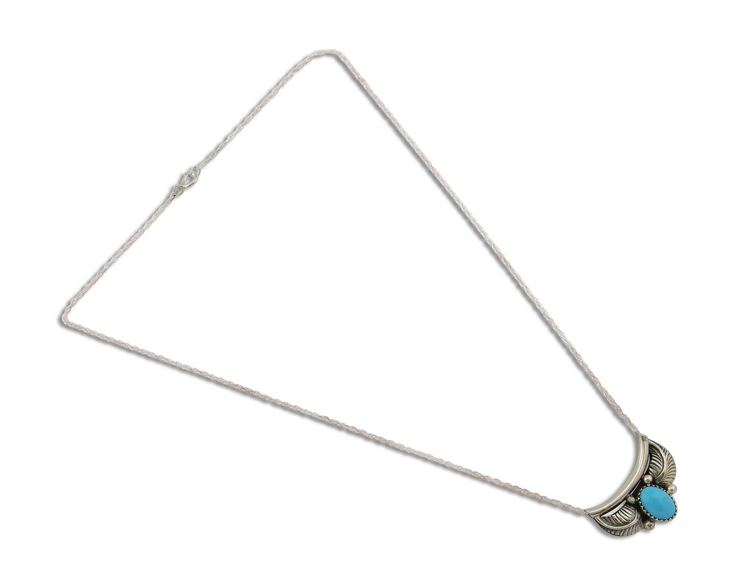 Navajo Turquoise Necklace 925 Silver Signed Eugene Belone C.80's