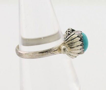 Navajo Ring 925 Silver Kingman Turquoise Native American Artist Made In 1985