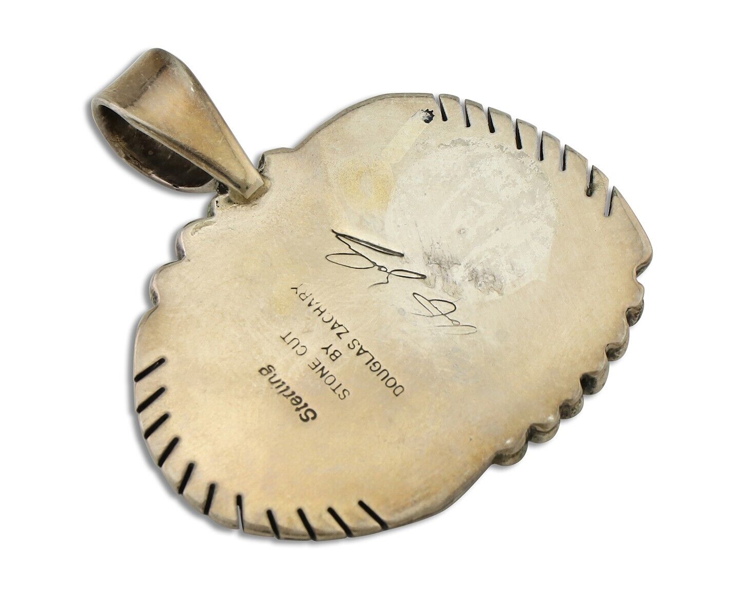 Navajo Turquoise Pendant 925 Silver Artist Signed Doug Zachary C.80's