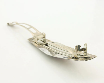 Navajo Barrette Sterling Silver Gemstones Hand Stamped Vintage Signed WS